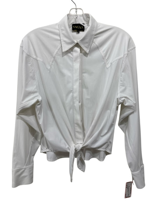 Yagya Size XS White Polyamide Blend Snaps Collared Long Sleeve Top White / XS