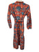 Sohana Size M Orange, Blue, White Cotton Long Sleeve Floral Print Midi Dress Orange, Blue, White / M