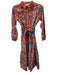 Sohana Size M Orange, Blue, White Cotton Long Sleeve Floral Print Midi Dress Orange, Blue, White / M