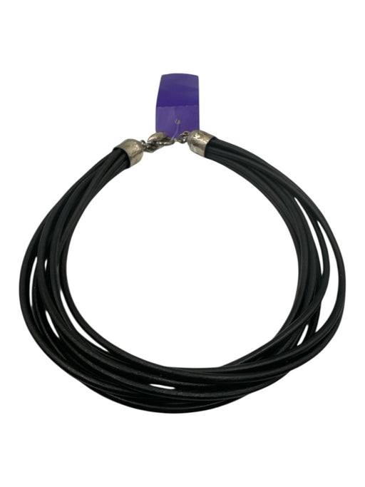 No Brand Dark Brown Leather Silver Multi Strand Choker Necklace Dark Brown