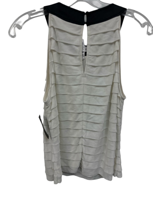 St John Size M White & Black Viscose Blend Sleeveless Tiered Satin Collar Top White & Black / M