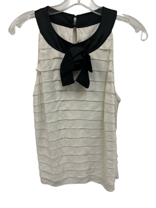 St John Size M White & Black Viscose Blend Sleeveless Tiered Satin Collar Top White & Black / M