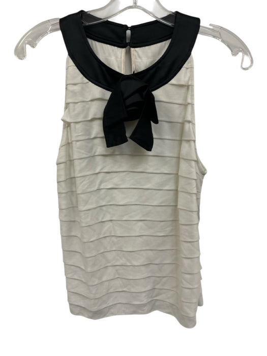 St John Size M White & Black Viscose Blend Sleeveless Tiered Satin Collar Top White & Black / M
