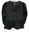 Cinq a Sept Size M Black Polyester Taffeta Long Balloon Sleeve Ruffle Detail Top Black / M
