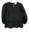 Cinq a Sept Size M Black Polyester Taffeta Long Balloon Sleeve Ruffle Detail Top Black / M