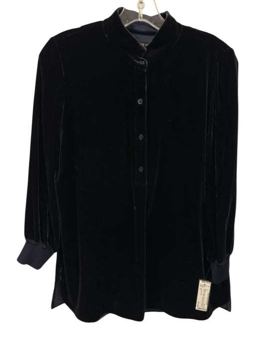 Lafayette 148 Size S Eggplant Purple Rayon & Silk Velvet 3/4 Sleeve High Low Top Eggplant Purple / S