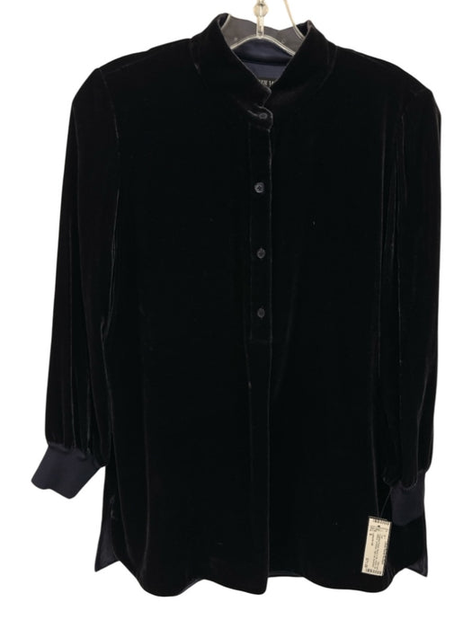 Lafayette 148 Size S Eggplant Purple Rayon & Silk Velvet 3/4 Sleeve High Low Top Eggplant Purple / S