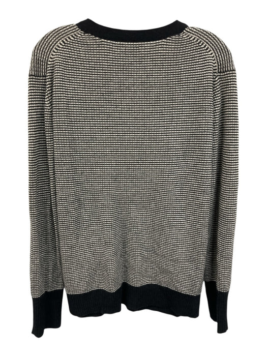 Steven Alan Size L Black & White Cashmere Horizontal Stripes Knit Sweater Black & White / L