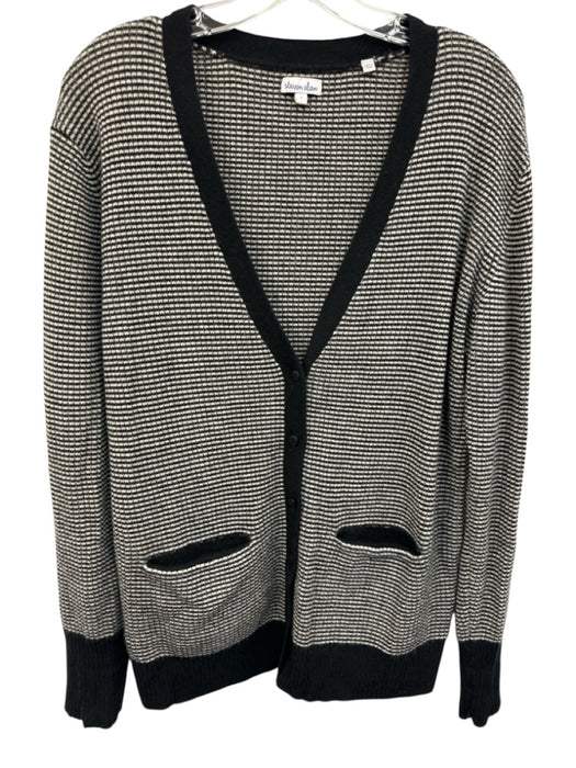 Steven Alan Size L Black & White Cashmere Horizontal Stripes Knit Sweater Black & White / L