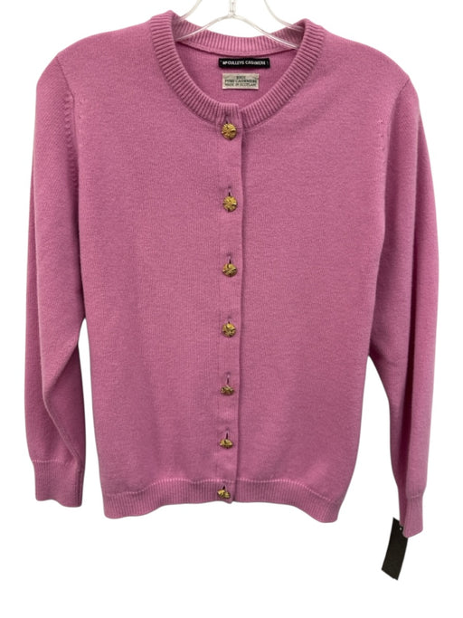 McCulleys Size 38 / M Pink & Gold Cashmere Knit Ribbed Trim Gold Buttons Sweater Pink & Gold / 38 / M