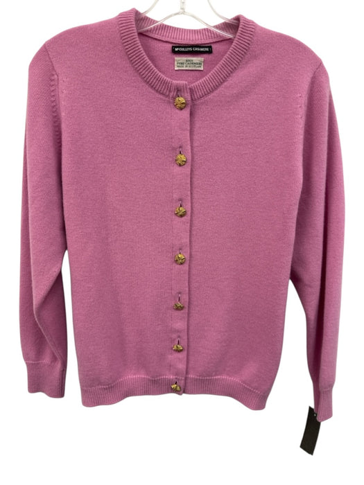 McCulleys Size 38 / M Pink & Gold Cashmere Knit Ribbed Trim Gold Buttons Sweater Pink & Gold / 38 / M