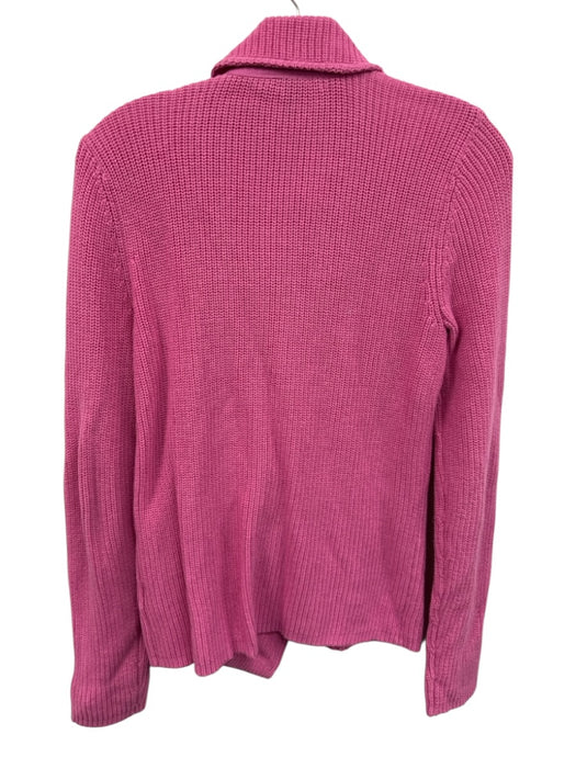 Lauren Ralph Lauren Size M Pink & Gold Cotton Rib Knit Gold Zipper Moto Sweater Pink & Gold / M