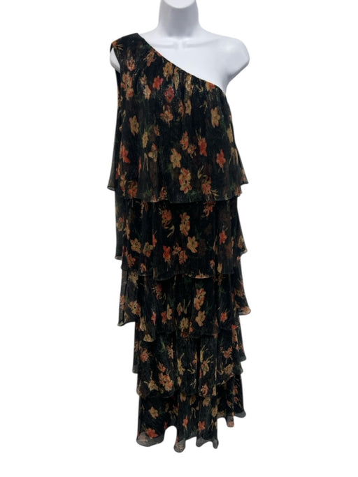House of Harlow Size M Black, yellow & orange Polyester One Shoulder Dress Black, yellow & orange / M