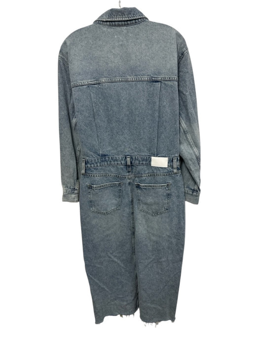 Pistola Size M Light Wash Cotton Denim Paneled 5 Pocket Zip Up Button up Dress Light Wash / M