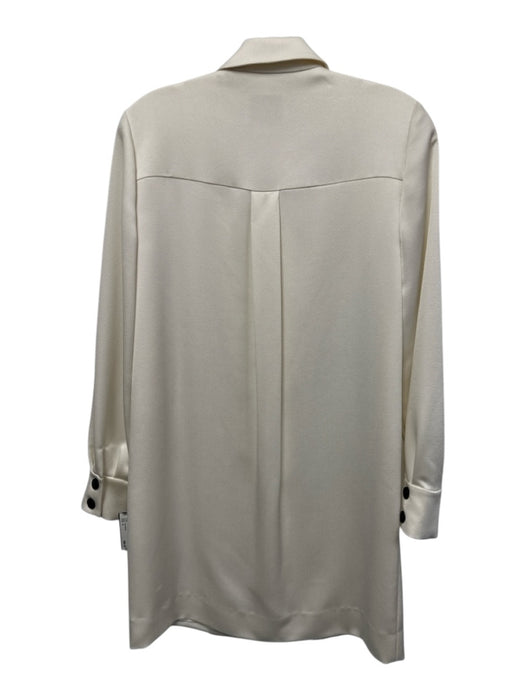 Kate Spade Size 4 White & Black Polyester Satin Long Sleeve Pleat Detail Dress White & Black / 4