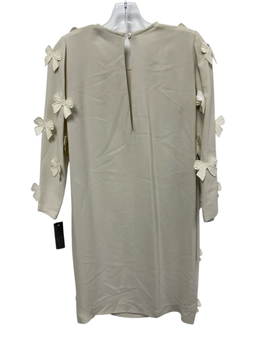 Stella McCartney Size 40 Off White Viscose Long Sleeve Bow Applique Shift Dress Off White / 40