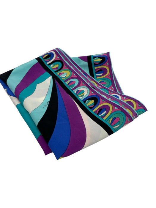Emilio Pucci Turquoise, Purple & Multi Silk Rectangle Abstract Long scarf Turquoise, Purple & Multi / Large