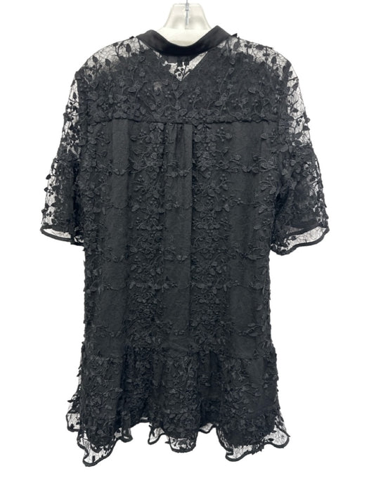 Abbey Glass Size M Black Polyester Short Sleeve Lace Overlay Satin Trim Dress Black / M