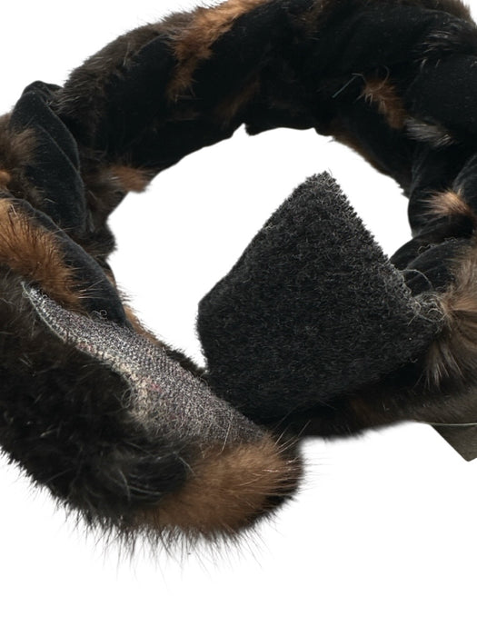 No Brand Brown & Black Velvet Mink Braided Velcro Close Headband Brown & Black
