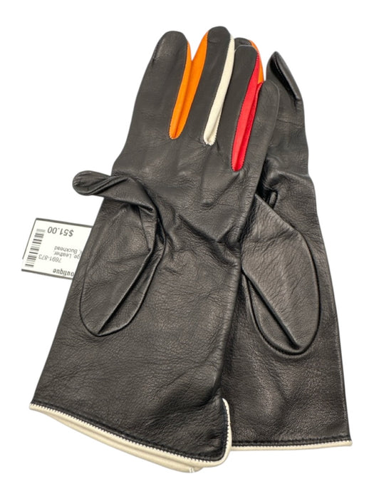 Ulisses Black, Red & Orange Leather Color Block Button Detail Gloves Black, Red & Orange