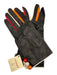 Ulisses Black, Red & Orange Leather Color Block Button Detail Gloves Black, Red & Orange