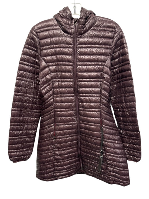 Patagonia Size M Burgundy Nylon Goose Down Puffer Hood 3/4 Length Jacket Burgundy / M