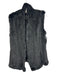June Size S Black Cotton Blend Fur Crochet Knit Hip Length Open Front Vest Black / S
