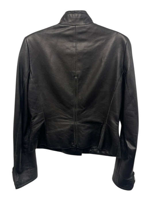 Carlisle Size 4 Black Leather Patch Pocket Zip Pocket Side Zip zip cuffs Jacket Black / 4