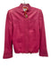 St. John Sport Size P Bubblegum Pink Leather Gold Snaps Paneled Tie Cuff Jacket Bubblegum Pink / P