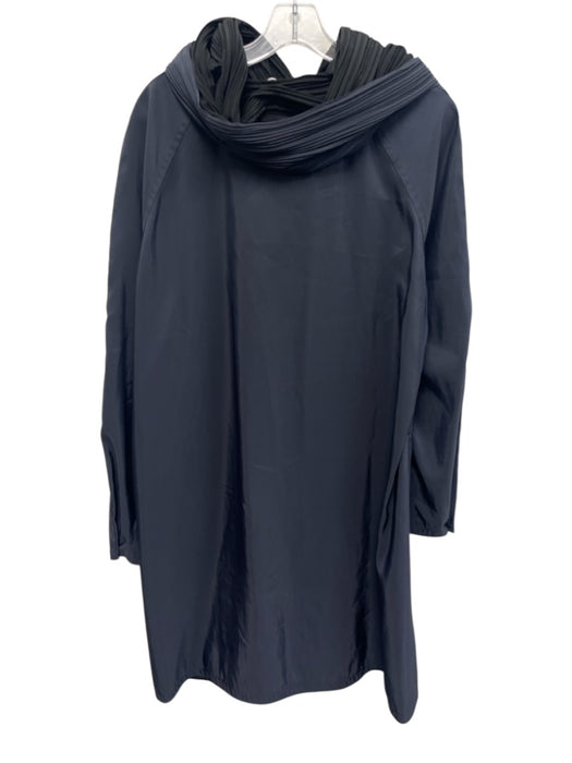 Mycra Pac Size M Navy Nylon Blend Pleated Hood Button Up 3/4 Length Jacket Navy / M