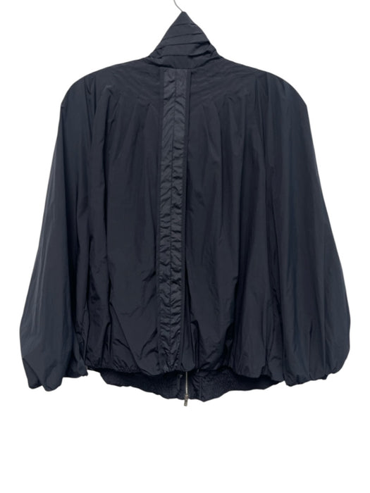 Armani Collezioni Size 2 Black Polymide Blend Mock Neck Stitch Detail Jacket Black / 2