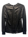 Derek Lam Size M Black Leather Long Sleeve Ribbed Cuffs Darted Zip Back Top Black / M