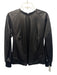 Derek Lam Size M Black Leather Long Sleeve Ribbed Cuffs Darted Zip Back Top Black / M