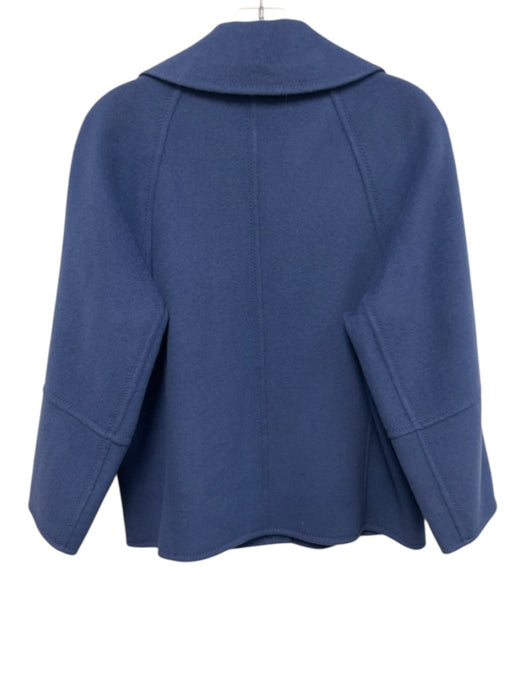 Elie Tahari Size XS Blue Merino Wool Round Collar Button Up Wide Sleeves Jacket Blue / XS