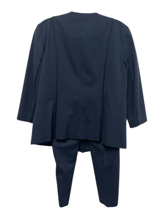 Lafayette 148 Size 2/4 Navy Cotton Blend Silver Buttons Exposed Zip Pant Set Navy / 2/4