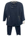 Lafayette 148 Size 2/4 Navy Cotton Blend Silver Buttons Exposed Zip Pant Set Navy / 2/4