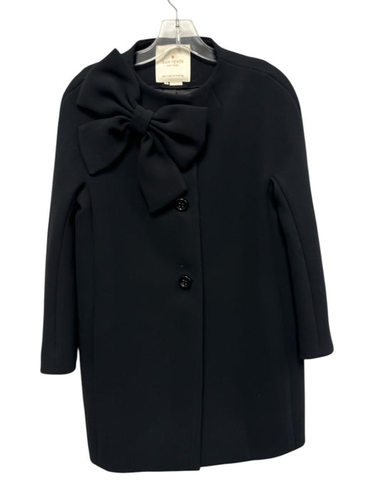 Kate Spade Size 4 Black Polyester Bow detail Buttons Coat Black / 4