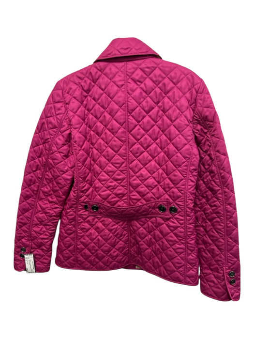 Burberry Brit Size S Fuschia Pink Polyester Quilted Buttons Collar Jacket Fuschia Pink / S