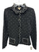 Venario Size S Black & White Wool Lettuce Hem Polka Dot Buttons Cardigan Black & White / S