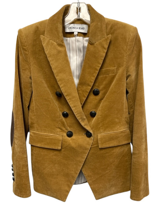 Veronica Beard Size 2 Camel & Brown Cotton Corduroy Double Breast Buttons Jacket Camel & Brown / 2