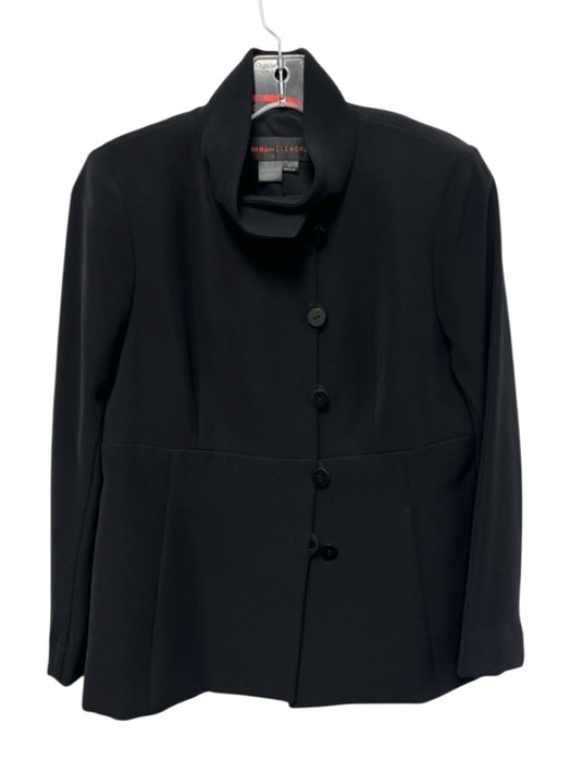 Nina Mclemore Size 0 Black Polyester Stand Collar Buttons Pockets Jacket Black / 0