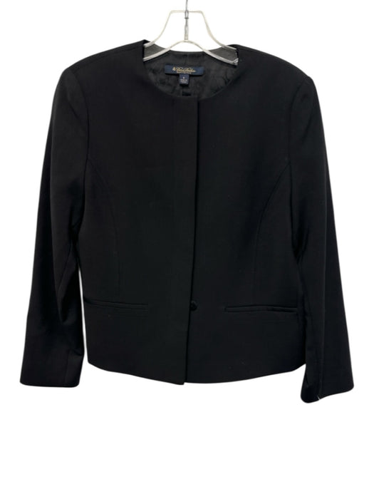 Brooks Brothers Size 6 Black Wool Buttons Pockets 3/4 Sleeve Jacket Black / 6