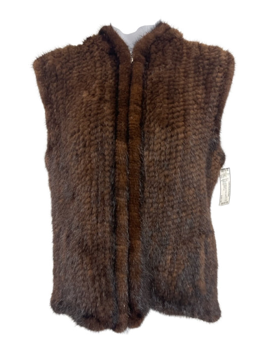 Belle Fare Size S Brown Mink Fur Zip Up Vest Brown / S