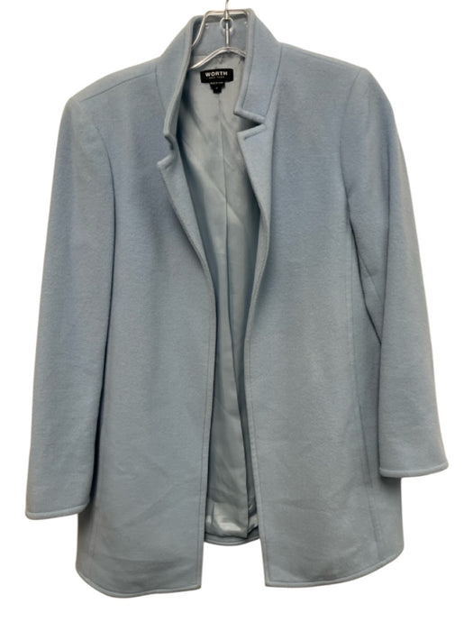 Worth Size P Sky Blue Wool & Cashmere Open Front Stand Collar Jacket Sky Blue / P