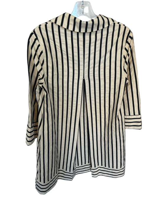 English Factory Size XS Cream & Black Nylon Blend Long Sleeve Striped Dress