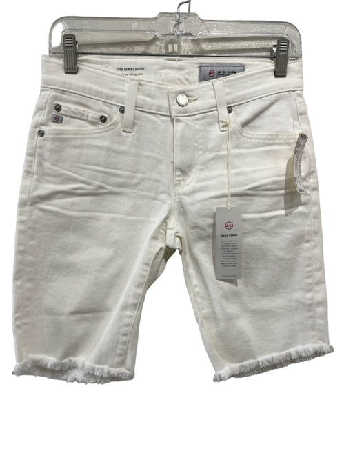 AG Size 24 White Cotton Denim bermuda Raw Hem Shorts White / 24