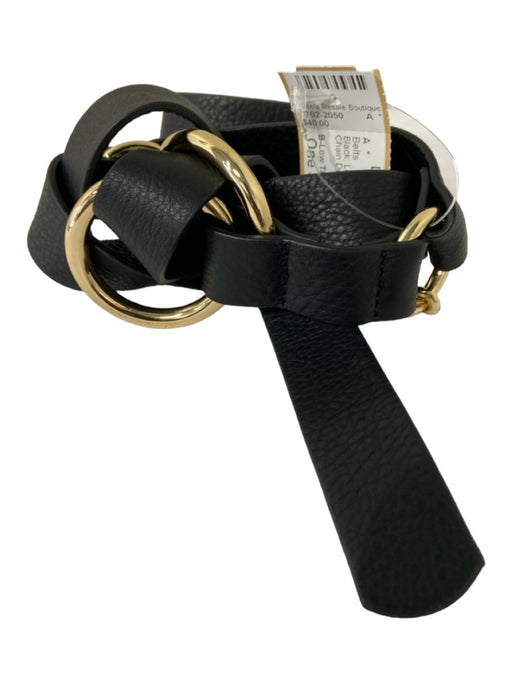 B-Low The Belt Black Leather Gold hardware Pebbled Chain Detail Belts Black / One Size