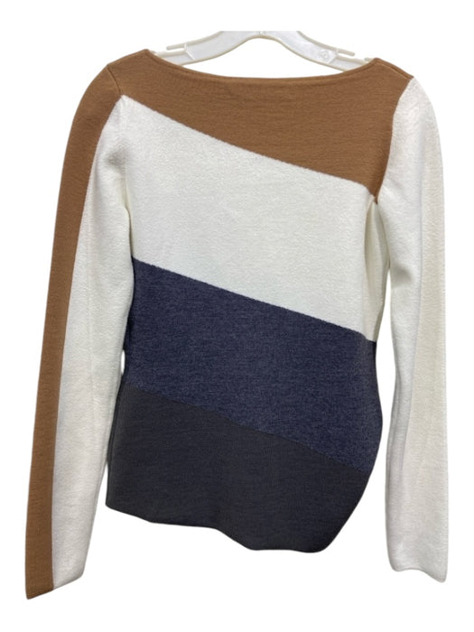 Diane Von Furstenberg Size P/S Brown, White, Gray Wool Blend Long Sleeve Sweater Brown, White, Gray / P/S