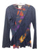 Fuzzi Size XS Blue, Orange, Red Nylon Blend Long Sleeve Floral Mesh Top Blue, Orange, Red / XS