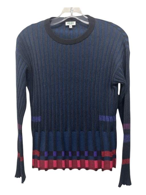 Kenzo Size XS Navy, Black, Red Viscose Blend Long Sleeve Ribbed Glitter Sweater Navy, Black, Red / XS